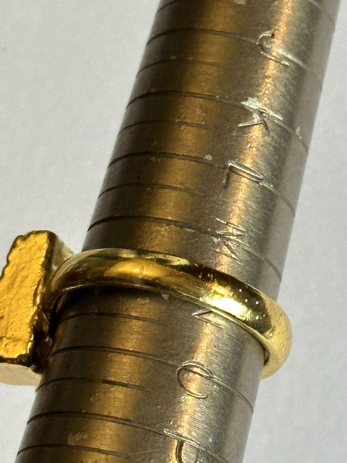 Sefa Huyuk 18k Gold Vermeil Etruscan Raw Dark Amethyst Ring