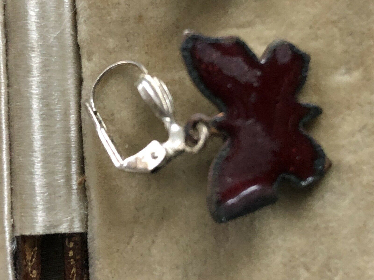 Vintage Red Enamelled Butterfly Earrings
