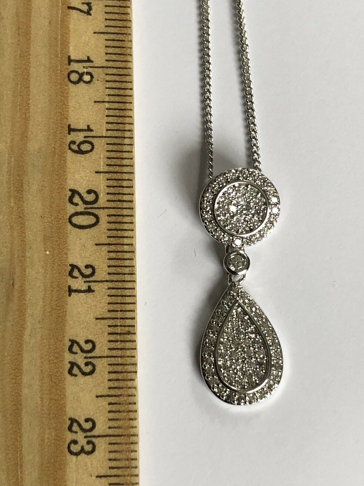 Vintage 1980s Rhodium Plated Detailed Diamanté Necklace