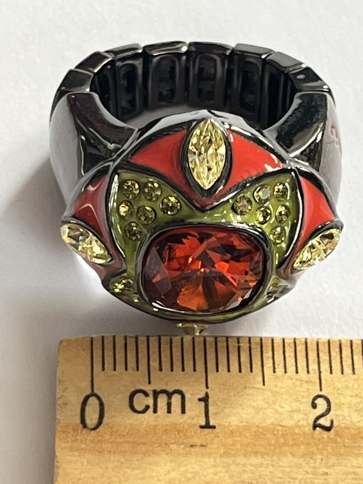 Vintage Designer Guess Orange Stone Gunmetal Ring