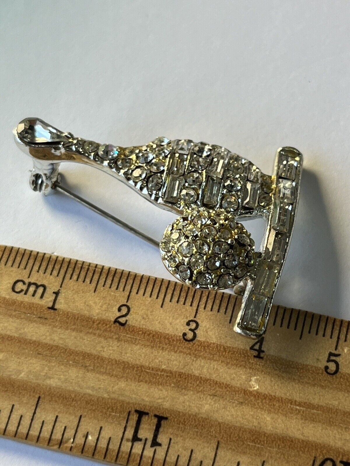Vintage Silver Tone Ten Pin Bowling Ball And Pin Brooch