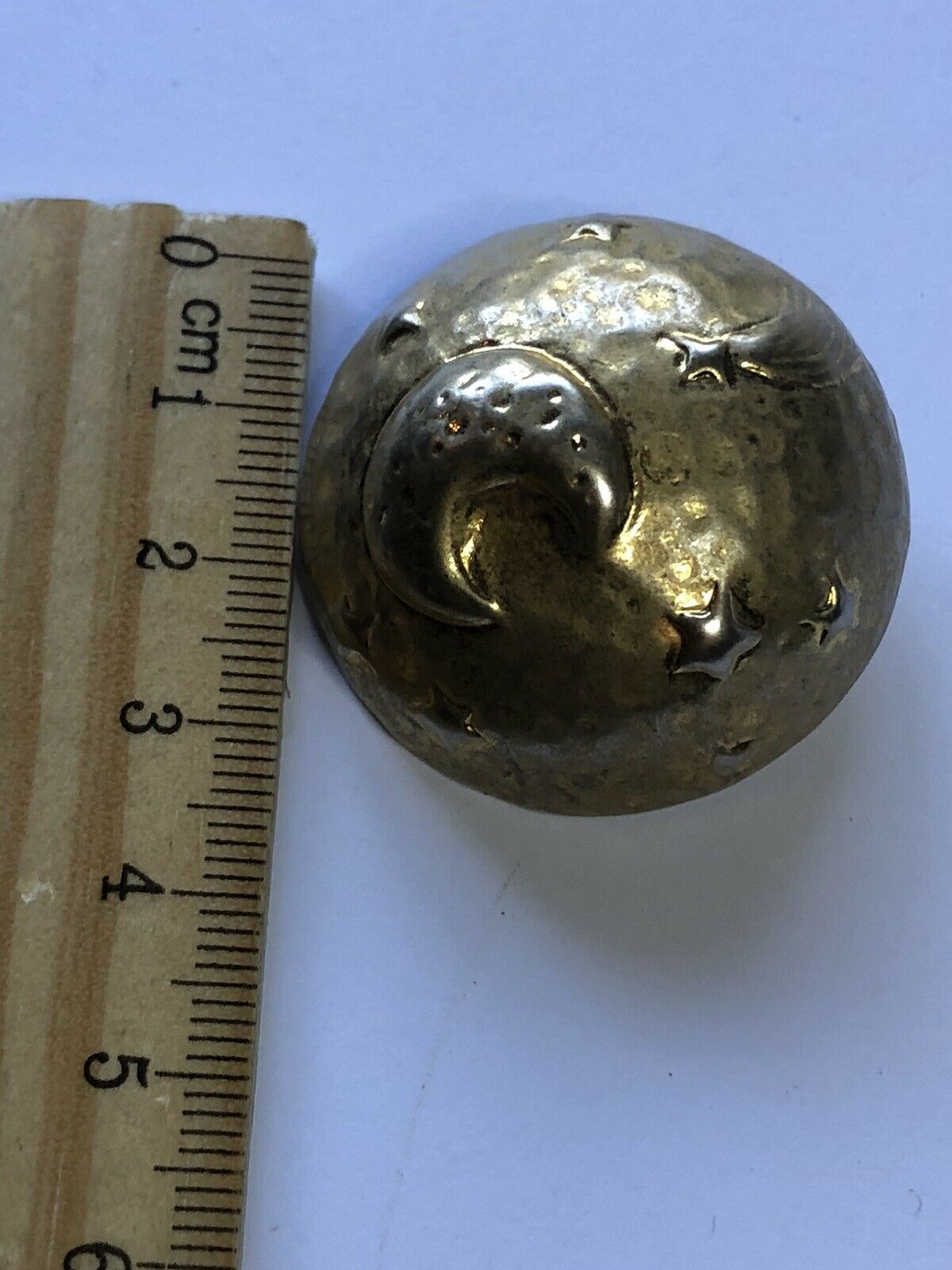 Vintage Signed Moons Stars Statement Gold Tone Clip On Earrings