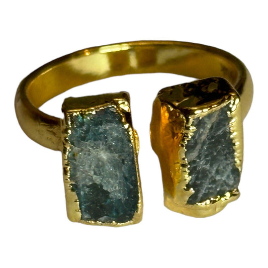 Sera Huyuk 18k Gold Vermeil Etruscan Raw Rainbow Labradorite Ring