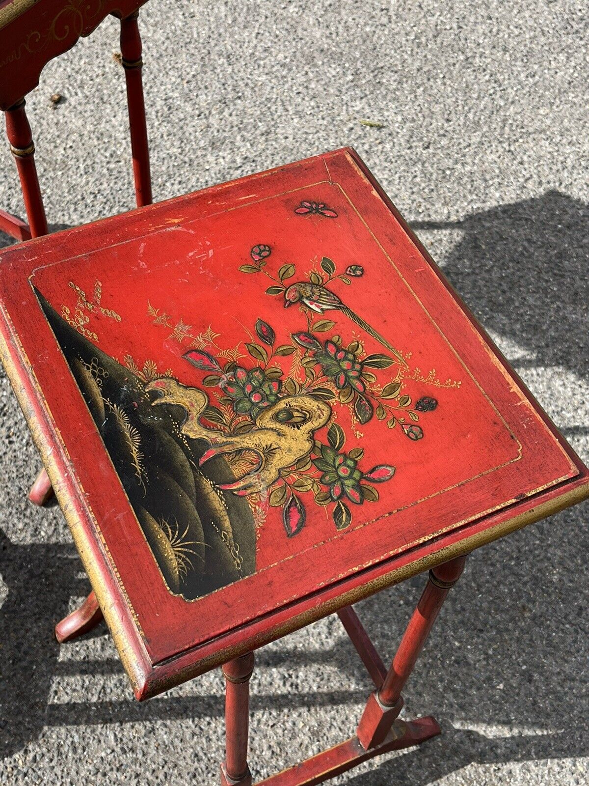 Edwardian Red Lacquered & Japanned Nest Of Tables