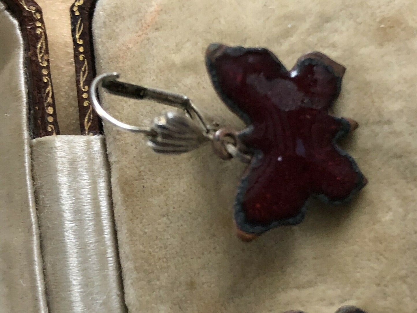 Vintage Red Enamelled Butterfly Earrings