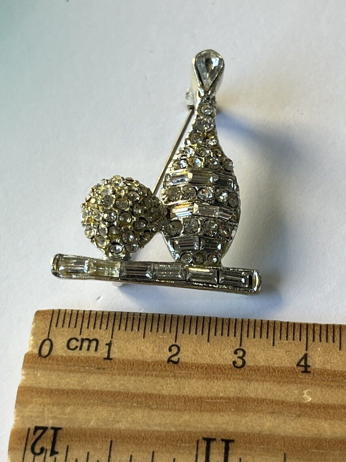 Vintage Silver Tone Ten Pin Bowling Ball And Pin Brooch