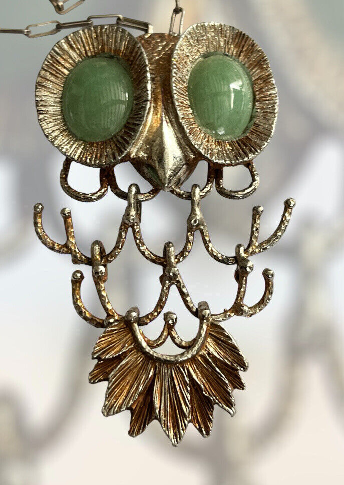 Vintage Erwin Pearl Owl Statement Pendant Necklace Silver 800 Chain