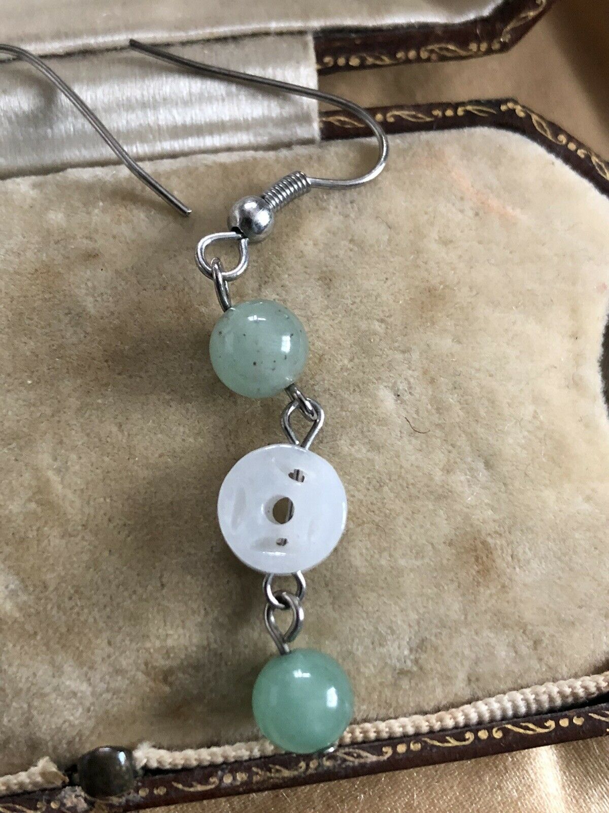 Vintage Silver 925 Jade Drop Earrings