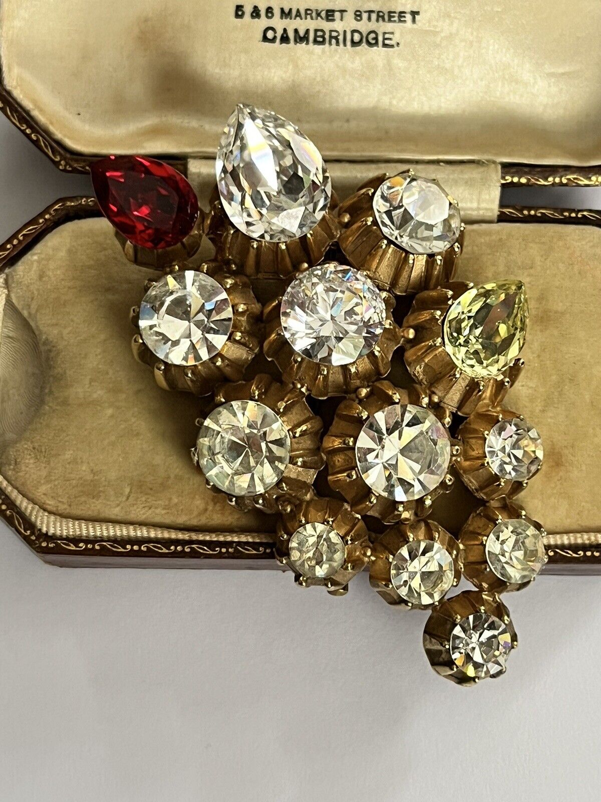 Vintage Statement Diamanté Teardrop Gold Tone Brooch
