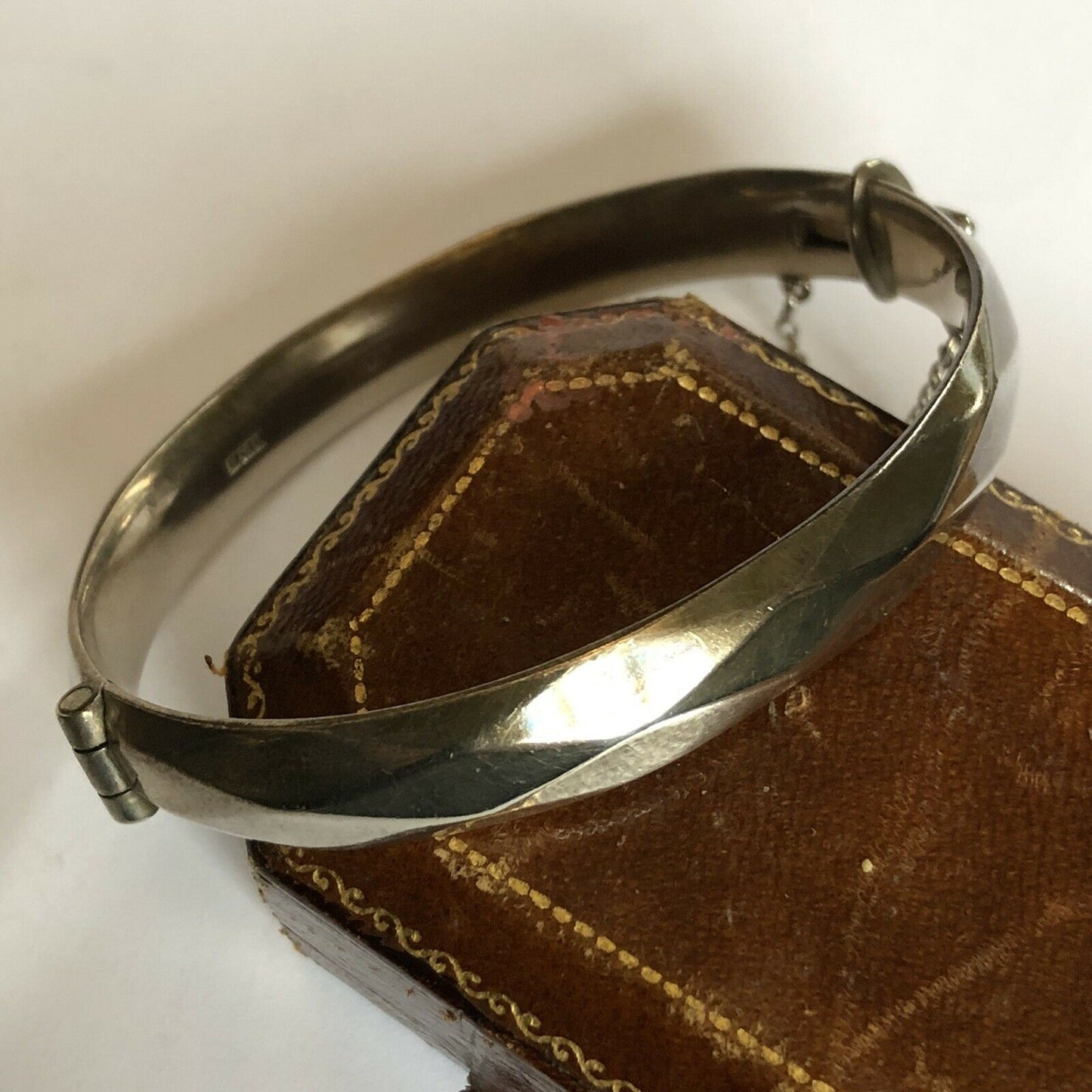 Vintage Silver 925 Bangle Bracelet Safety Chain 43.79g