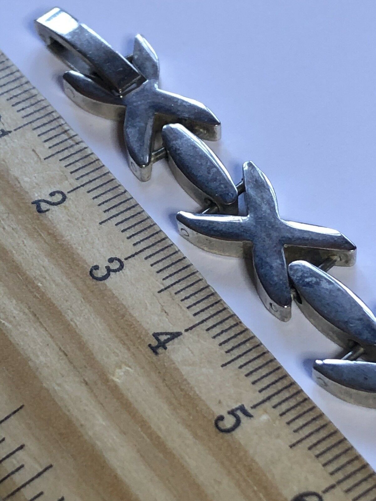 Vintage Silver Tone Modernist Crosses Necklace