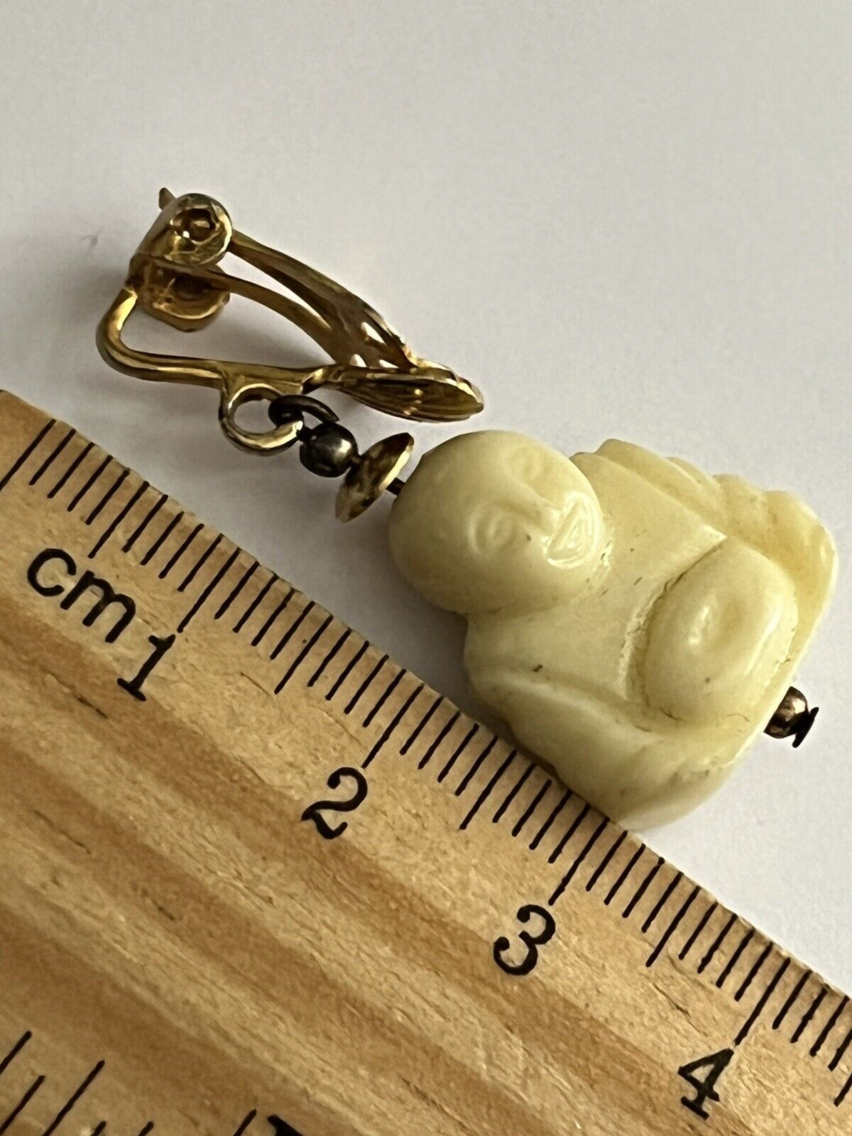Vintage Celluloid Happy Buddha Clip on Earrings