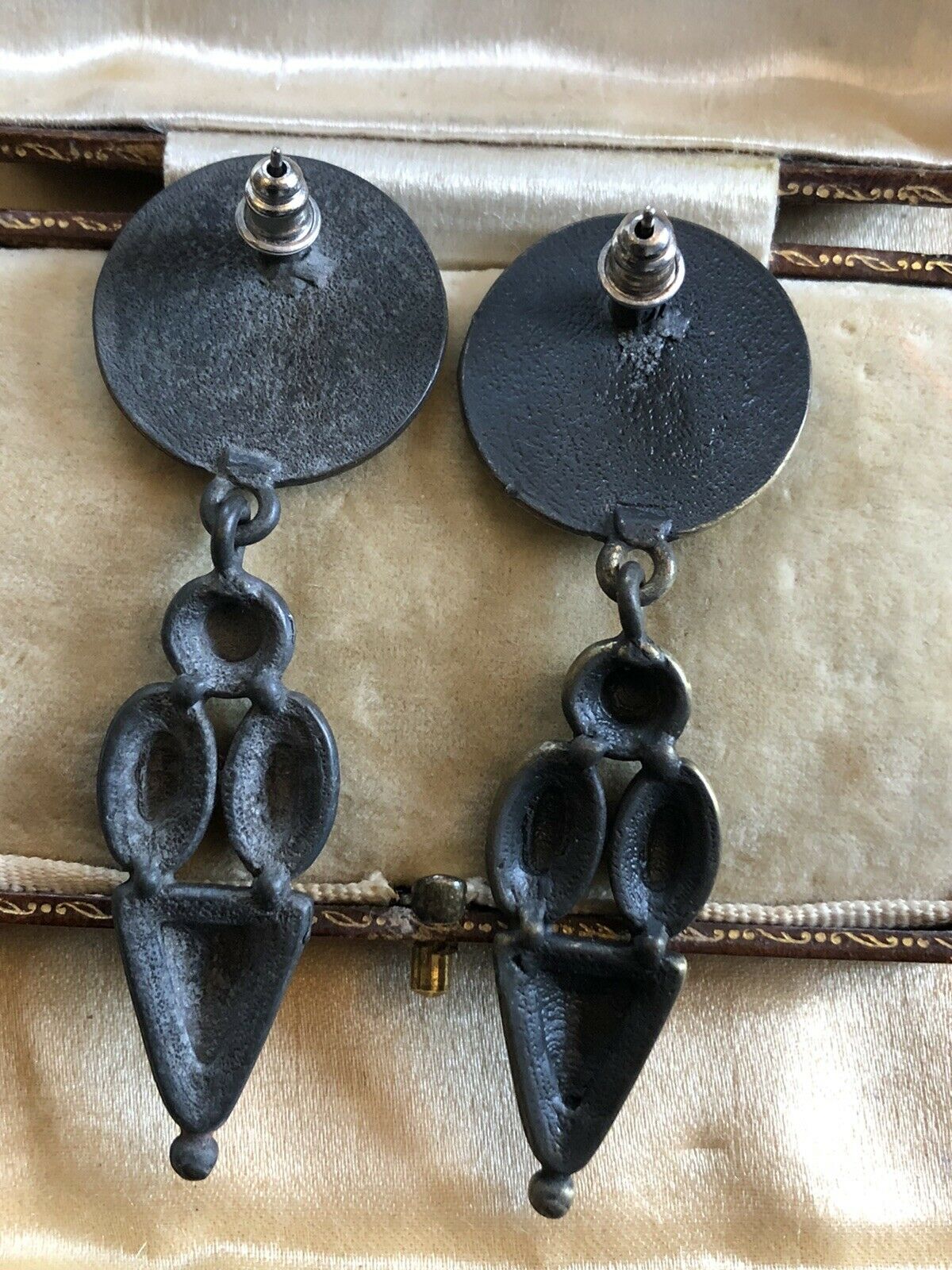 Vintage Etruscan Roman Drop Pierced Earrings