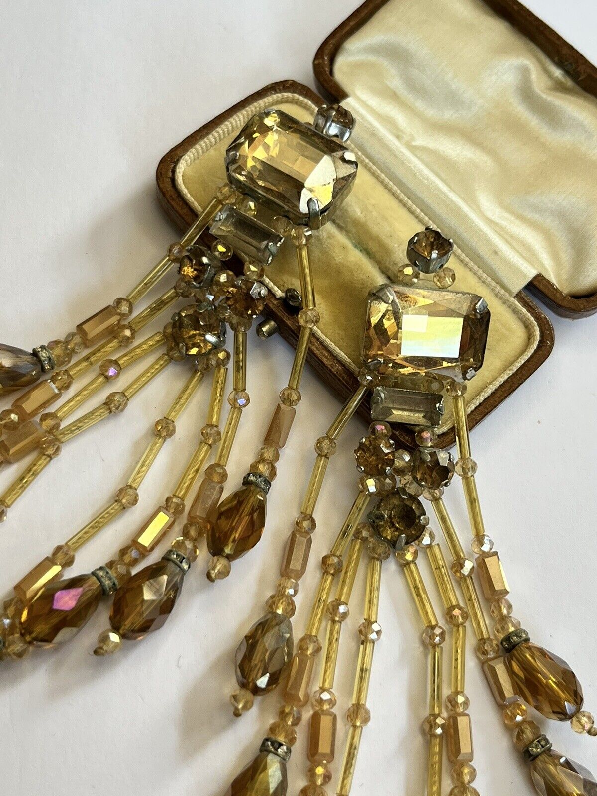 Vintage Beaded Long Length Drop Earrings