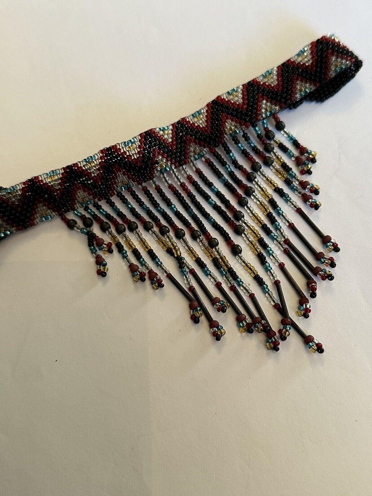 Vintage Beaded Choker Multicoloured Waterfall Necklace