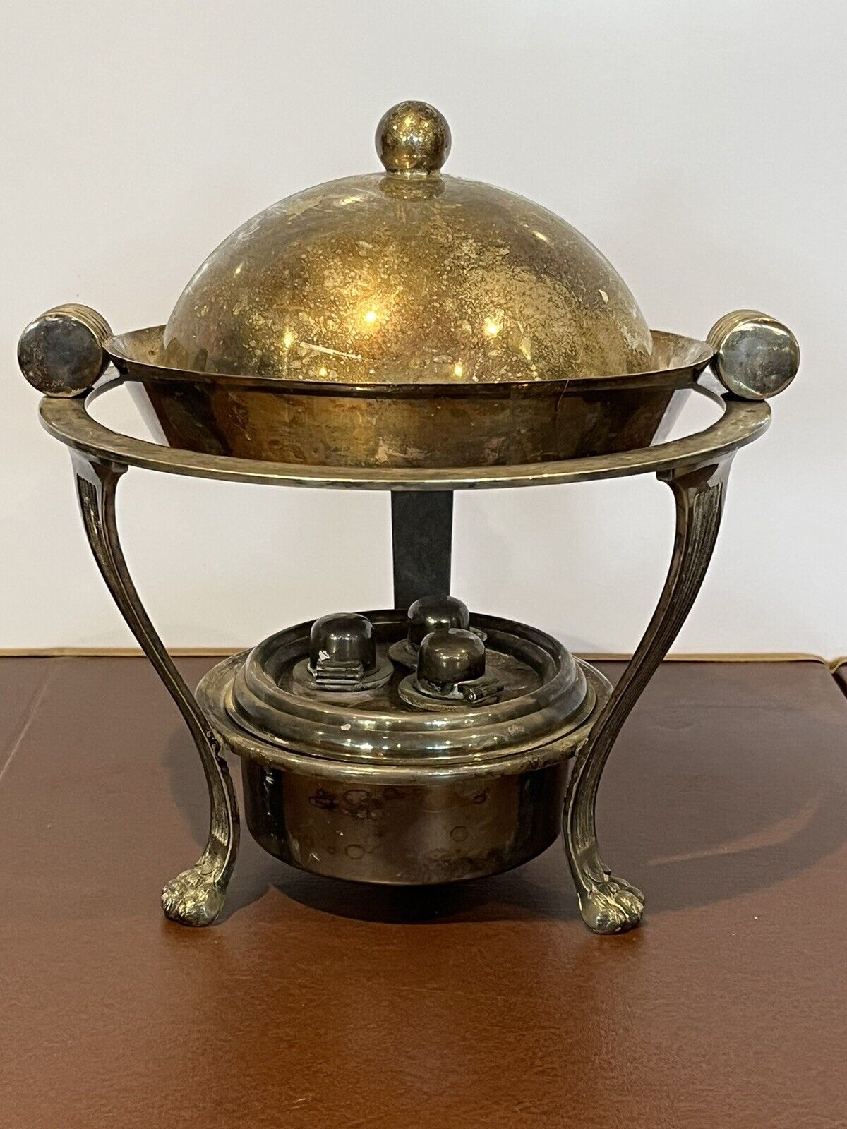 Silver Plate Spirit Sauce Warmer On Stand