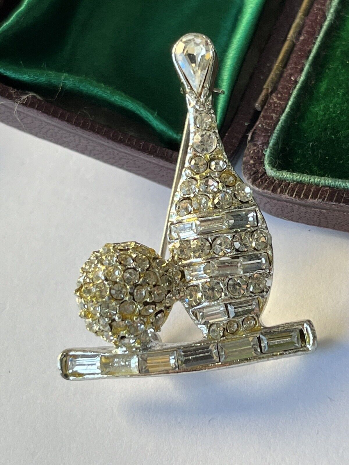 Vintage Silver Tone Ten Pin Bowling Ball And Pin Brooch