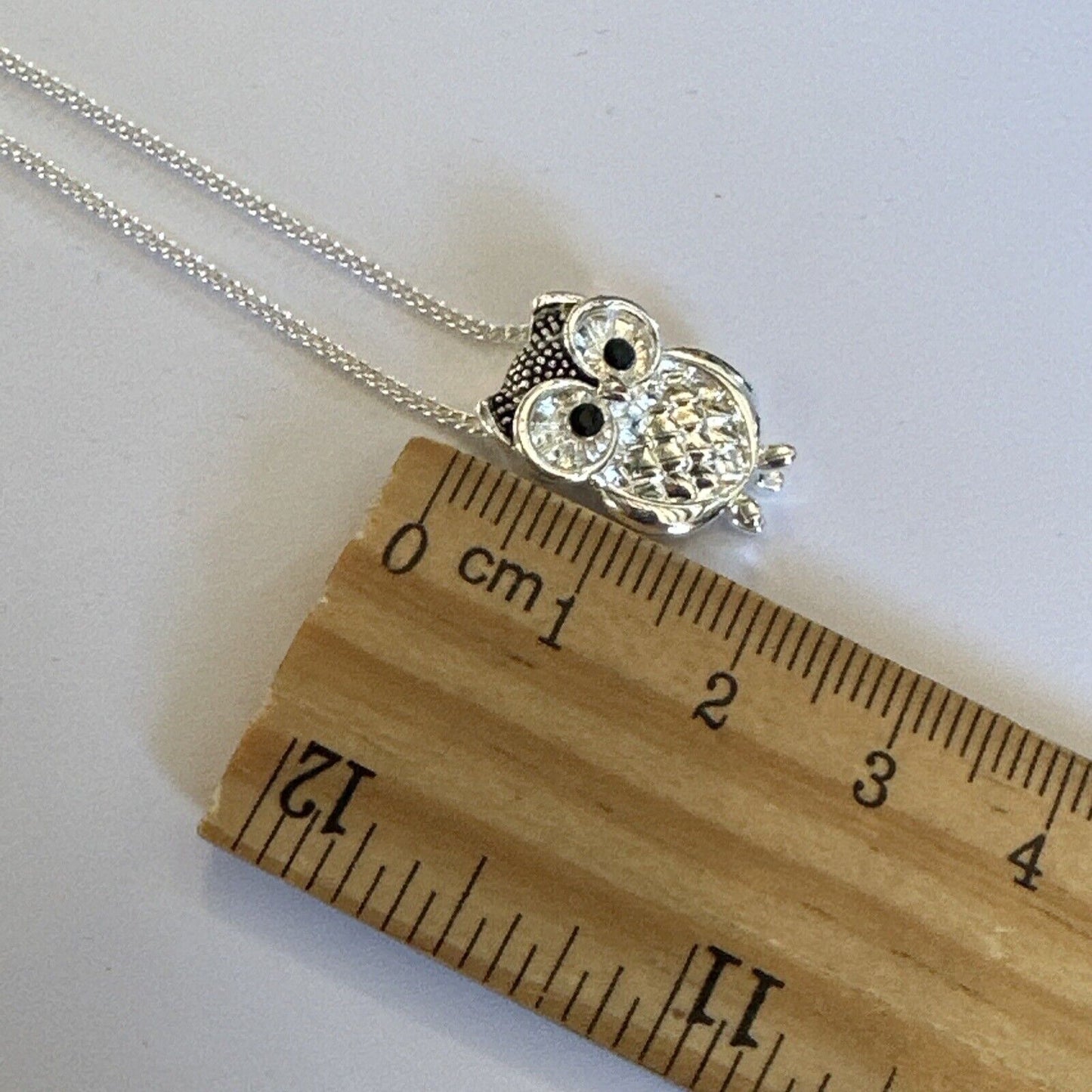 Vintage Silver Tone Owl Necklace