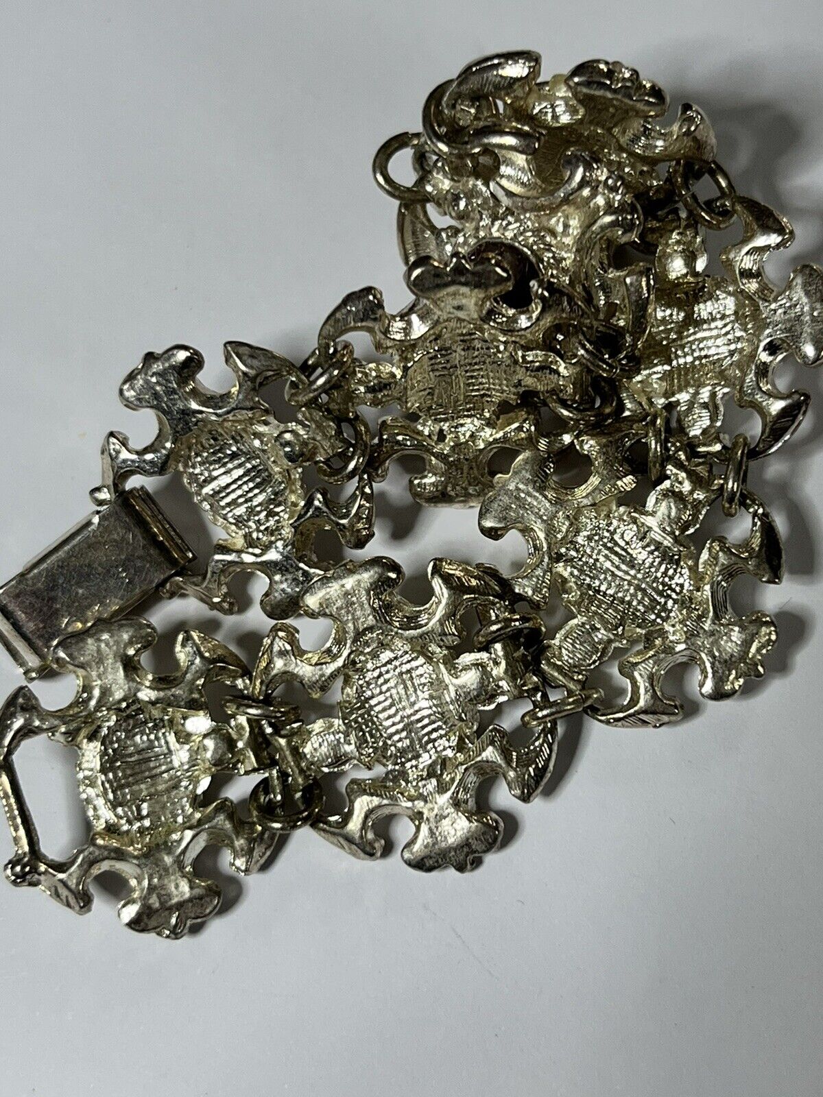 Vintage Silver Tone Amethyst Chip Bracelet