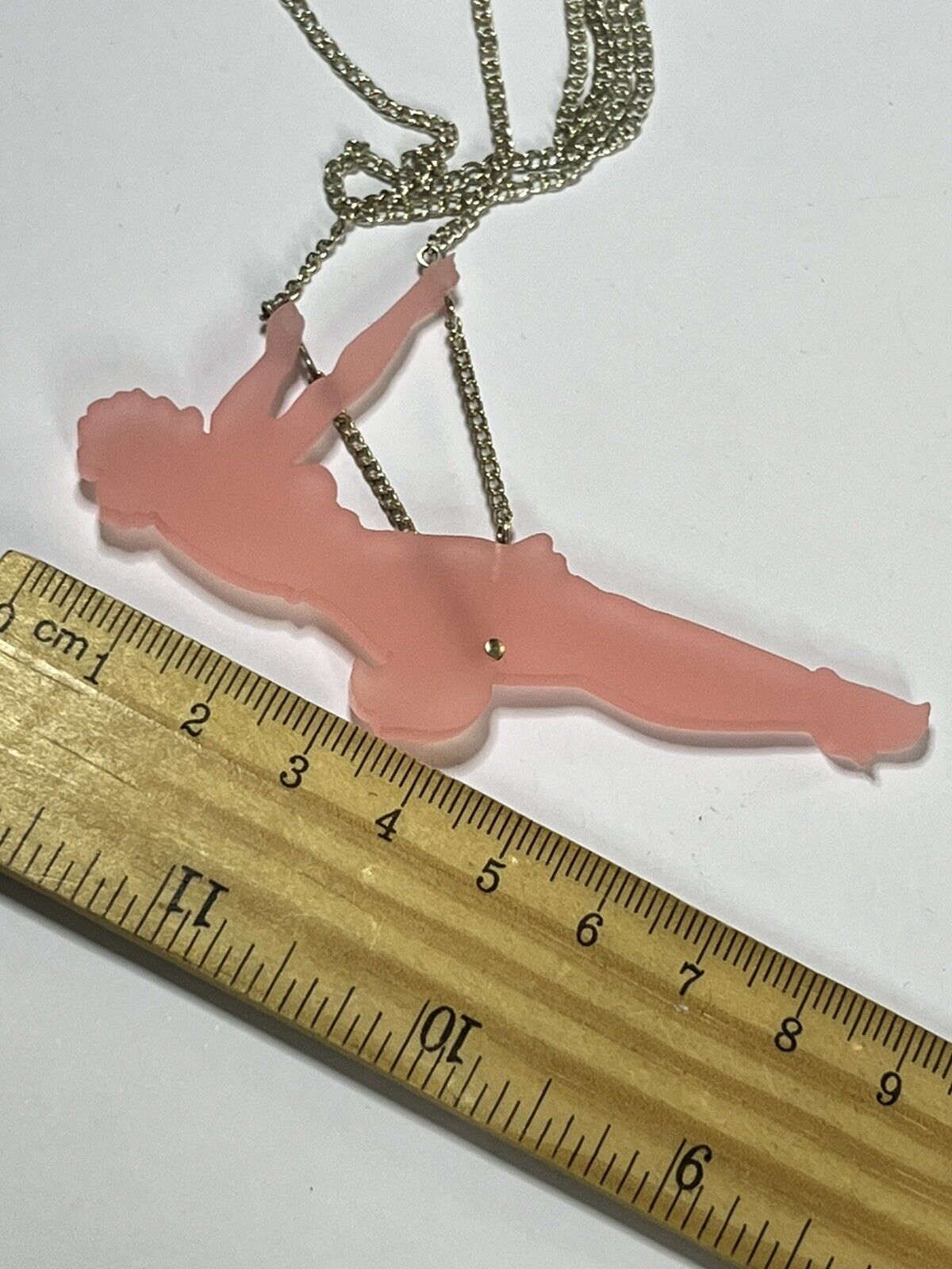 Vintage Acrylic Burlesque Dancer Long Length Necklace