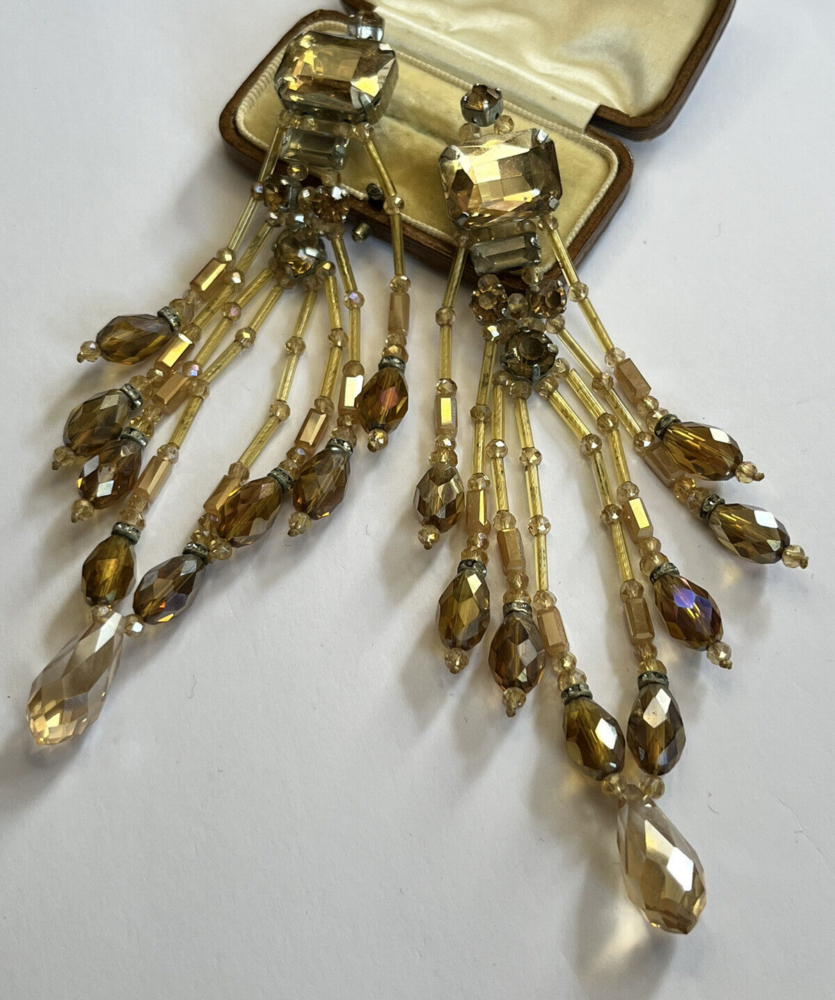 Vintage Beaded Long Length Drop Earrings