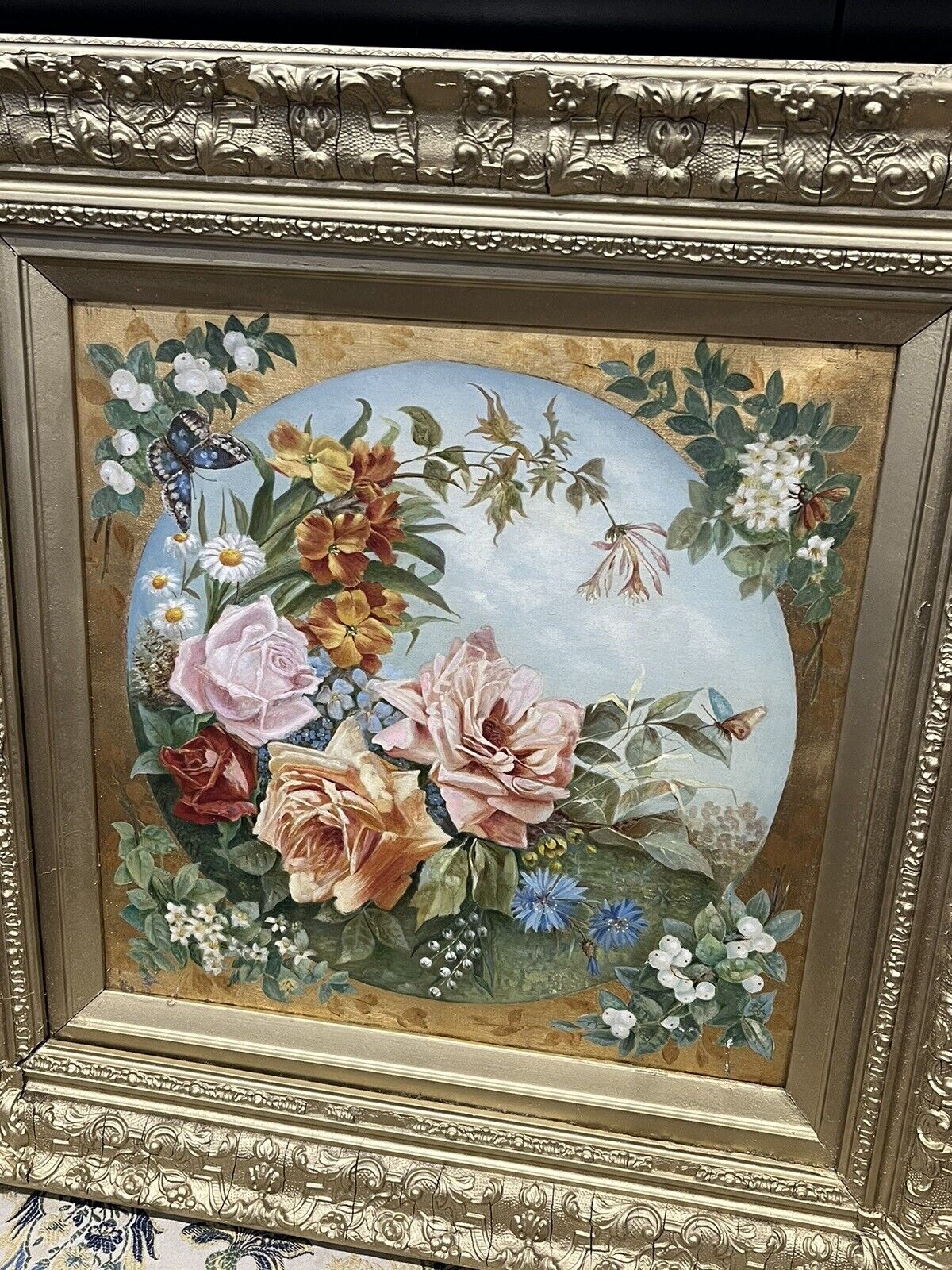 Antique Floral Still Life, On Canvas, Signed &Dated, Max Winter.