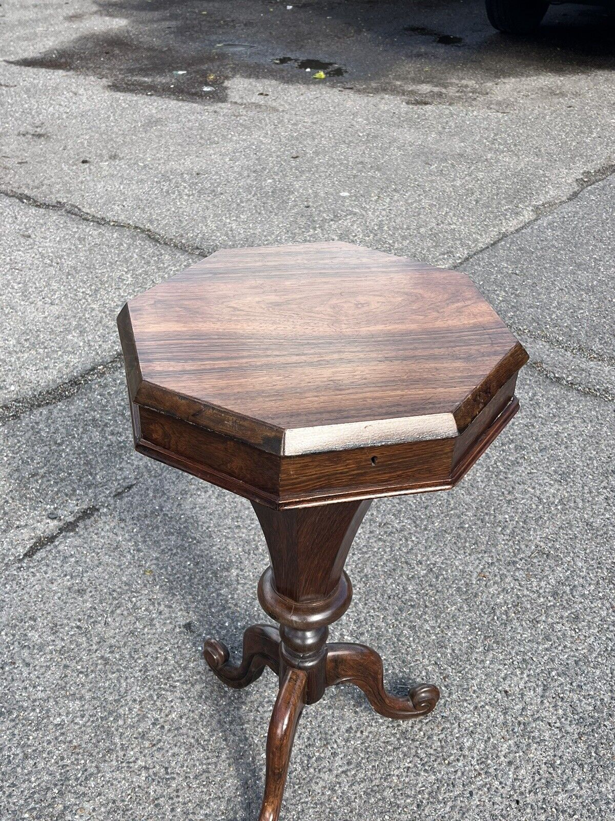 Victorian Rosewood Sewing Workbox With Fitted Interior.