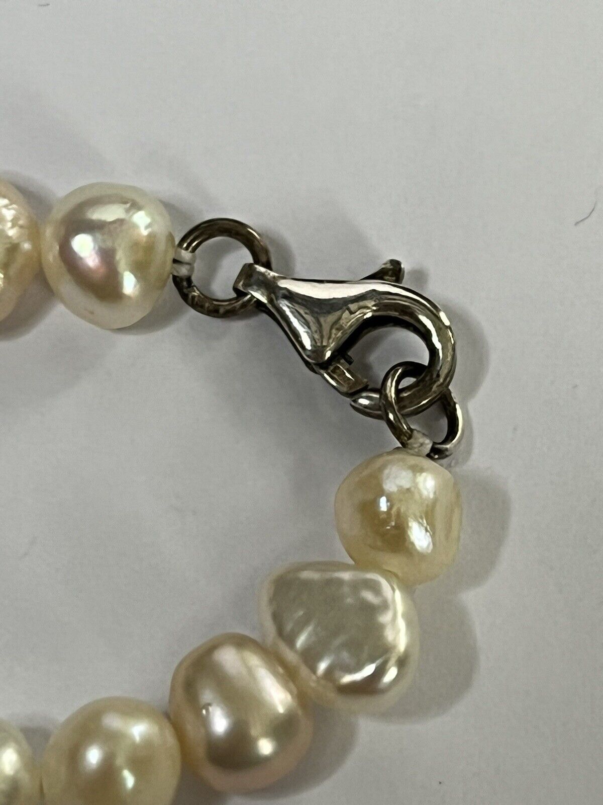 Vintage Freshwater Pearl Grey White Pink Silver Clasp