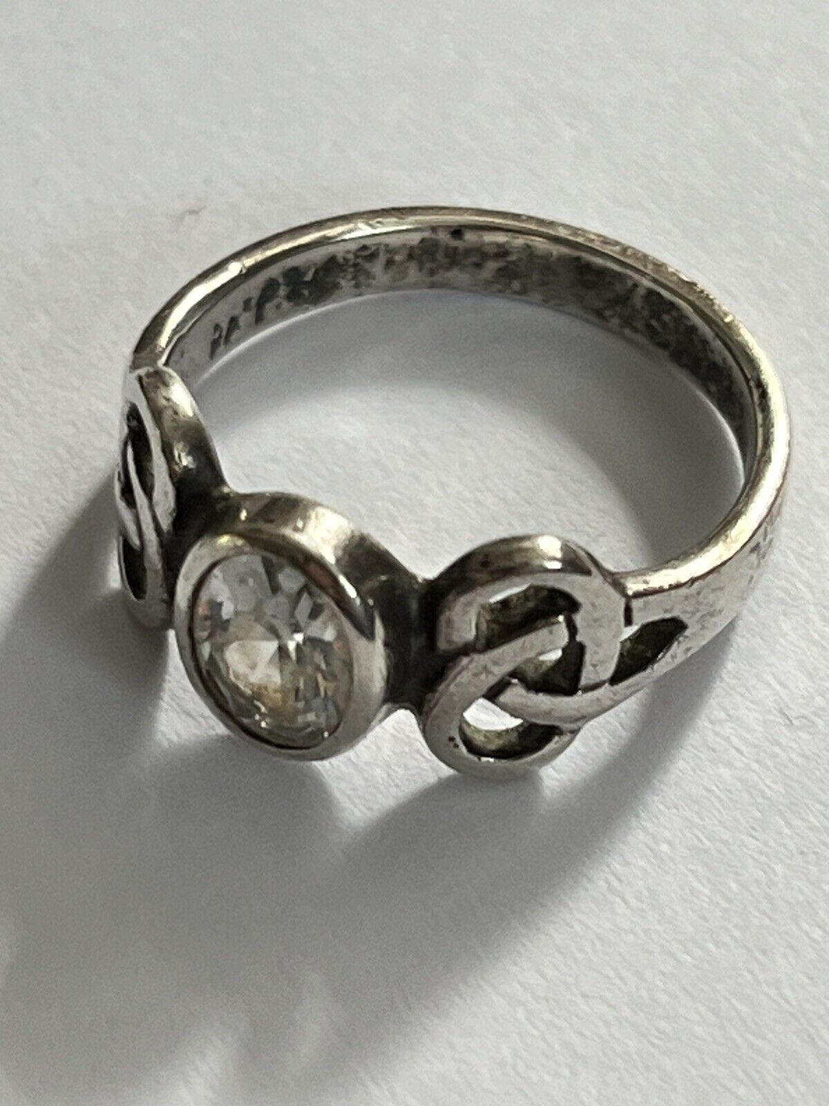 Vintage Silver 925 Celtic Cubic Zirconia Ring