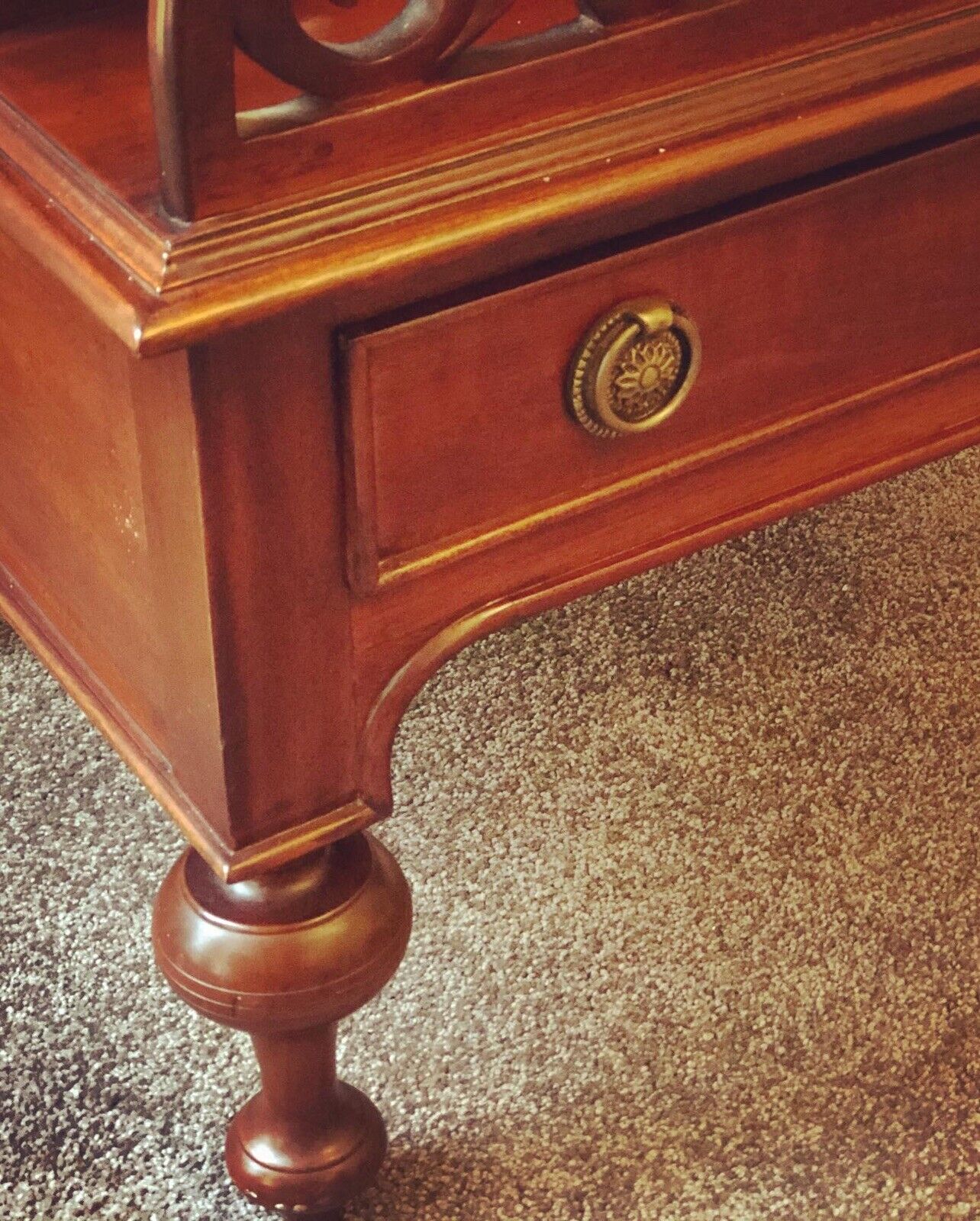 Mahogany Canterbury Magazine Rack With Drawer