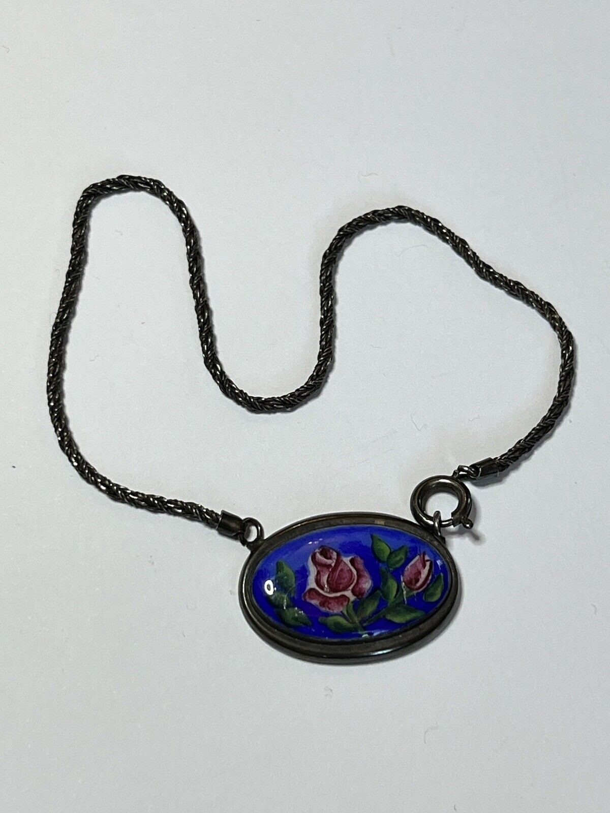 Vintage Silver 835 Hand Painted Enamel Bracelet