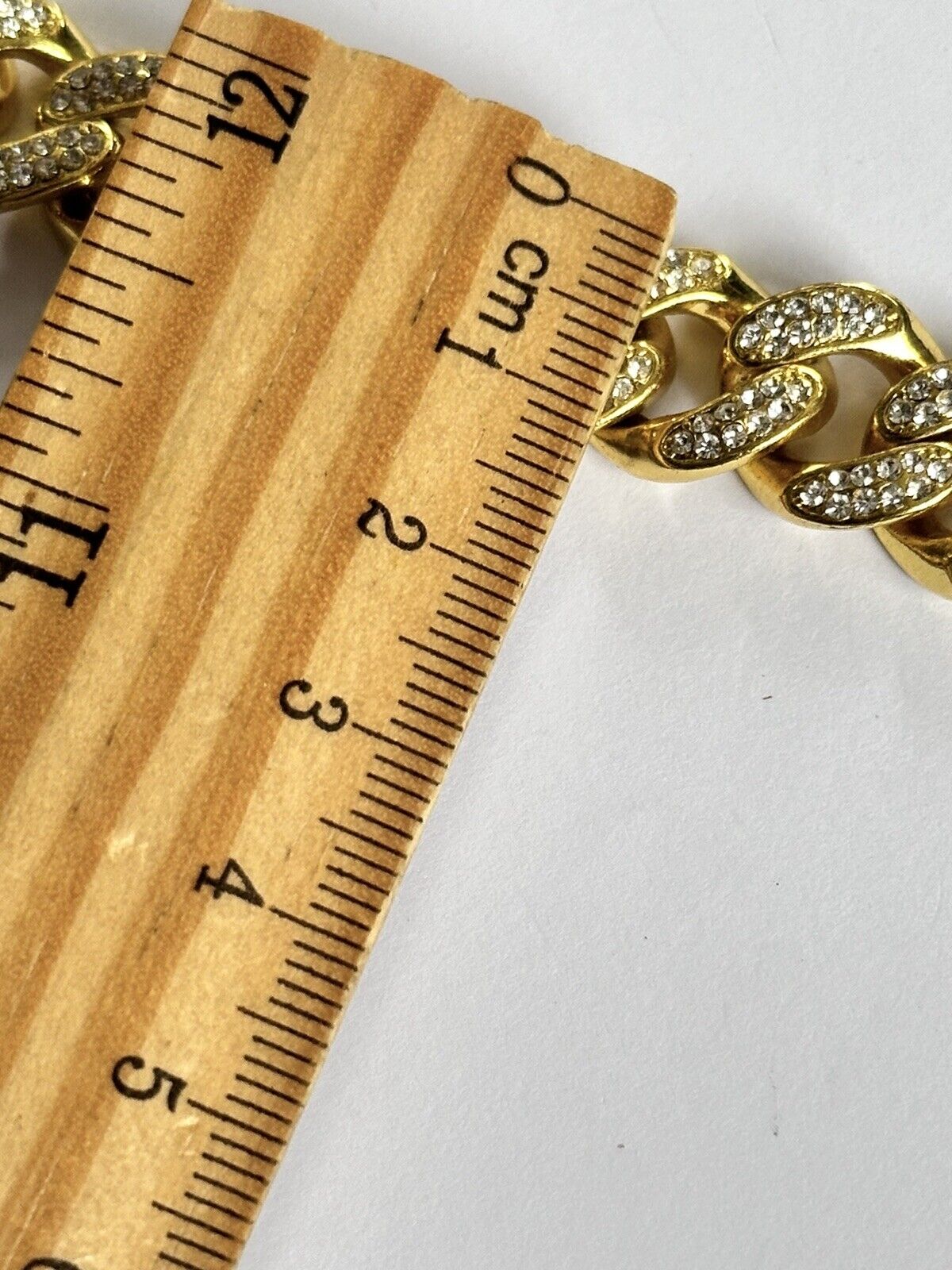 Vintage 1980s Gold Plated Diamanté Link Substantial Bracelet With Safety Catches