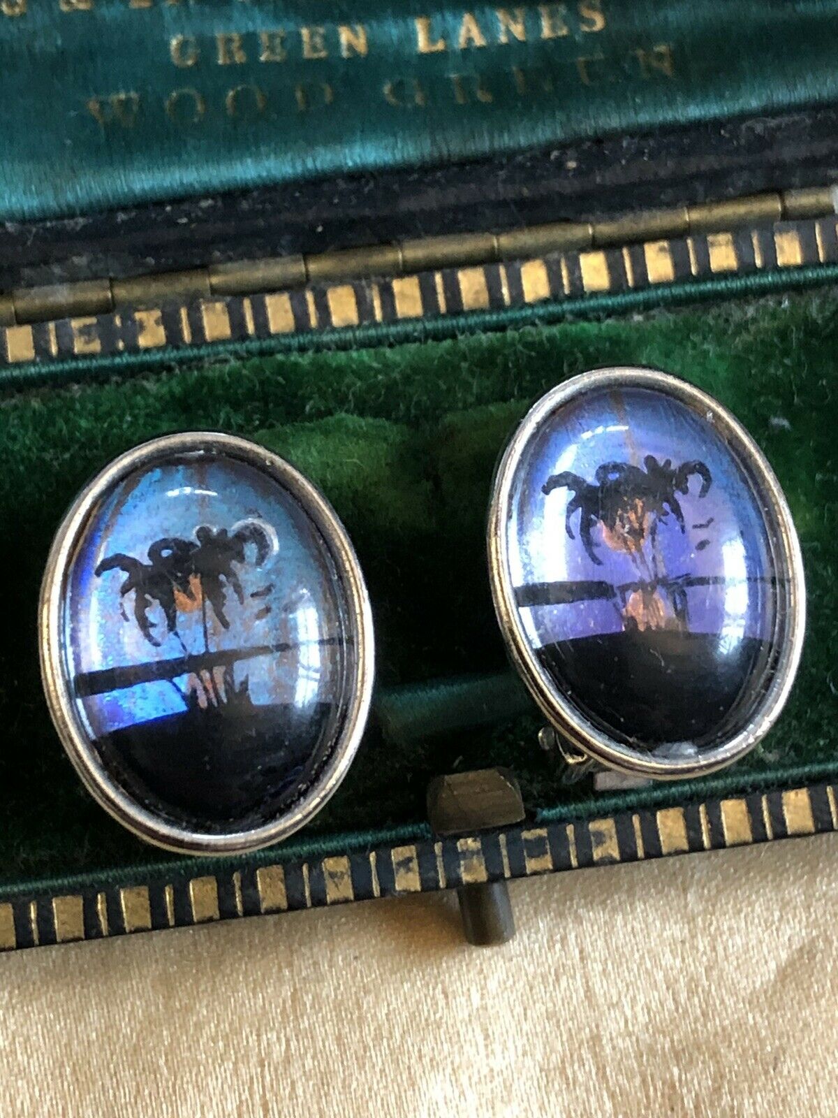 Vintage Silver Tone Butterfly Wing Clip On Earrings
