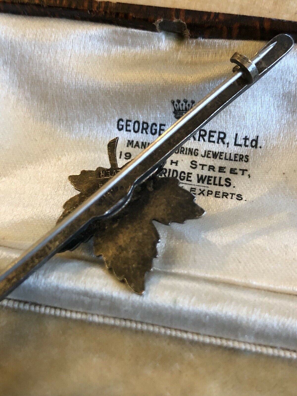 Vintage Silver Enamel Maple Leaf Bar Brooch