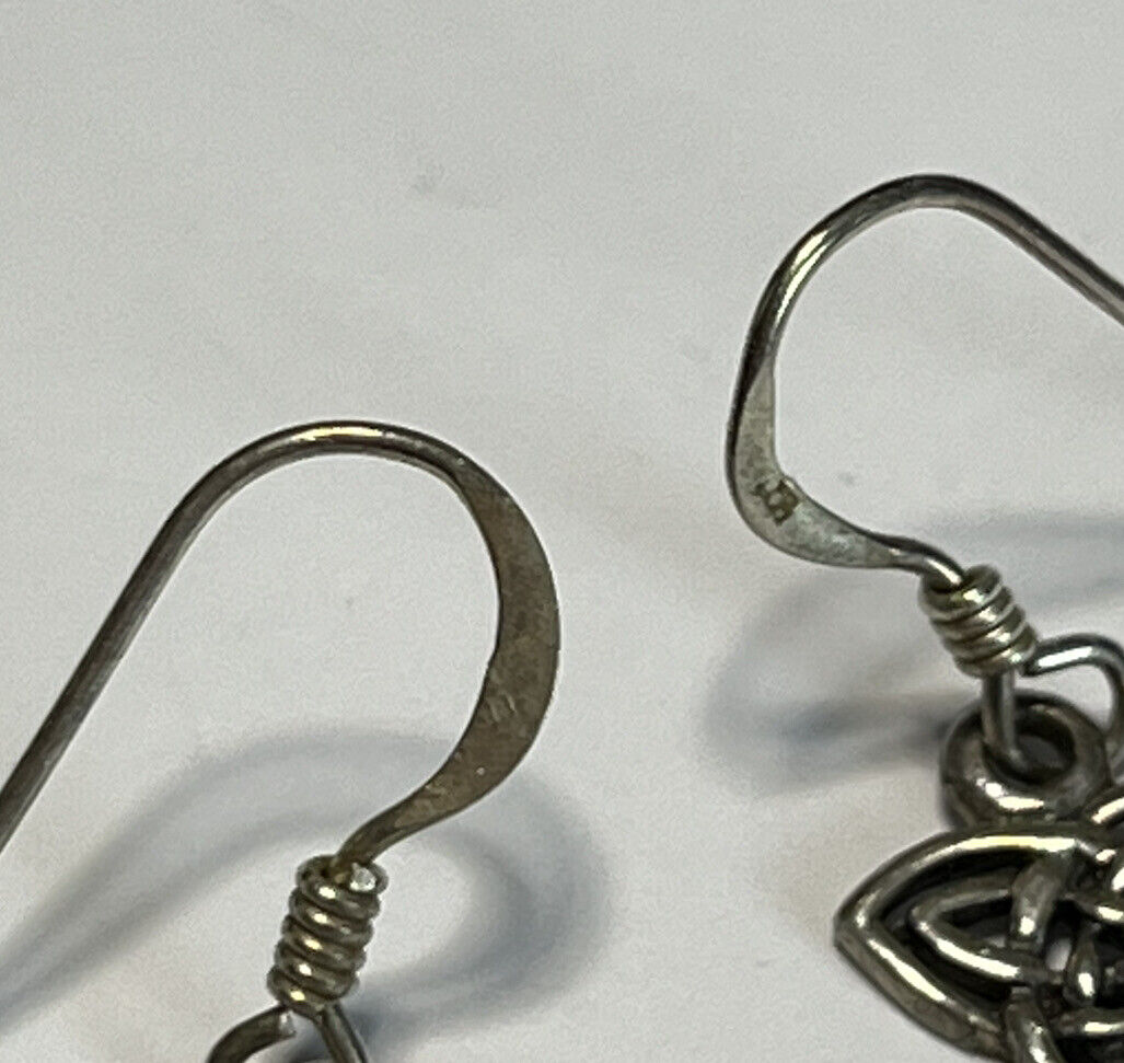 Vintage Celtic Cut Out Silver 925 Drop Earrings