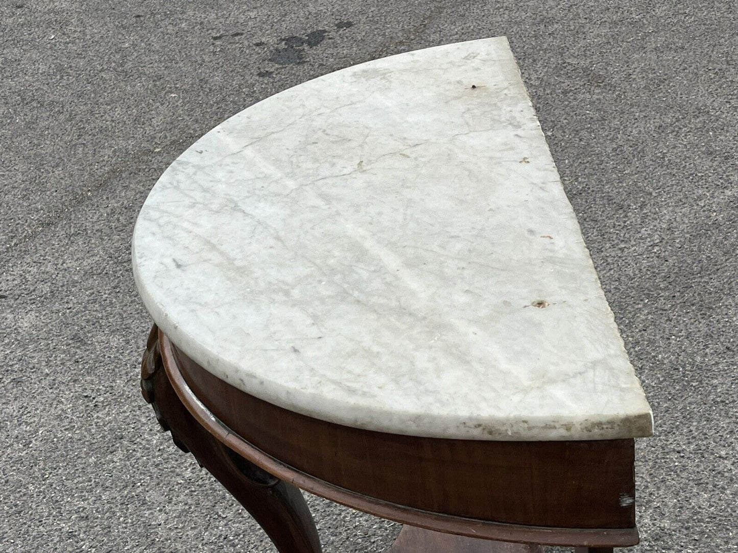Victorian Half Round Hall Table With Marble Top