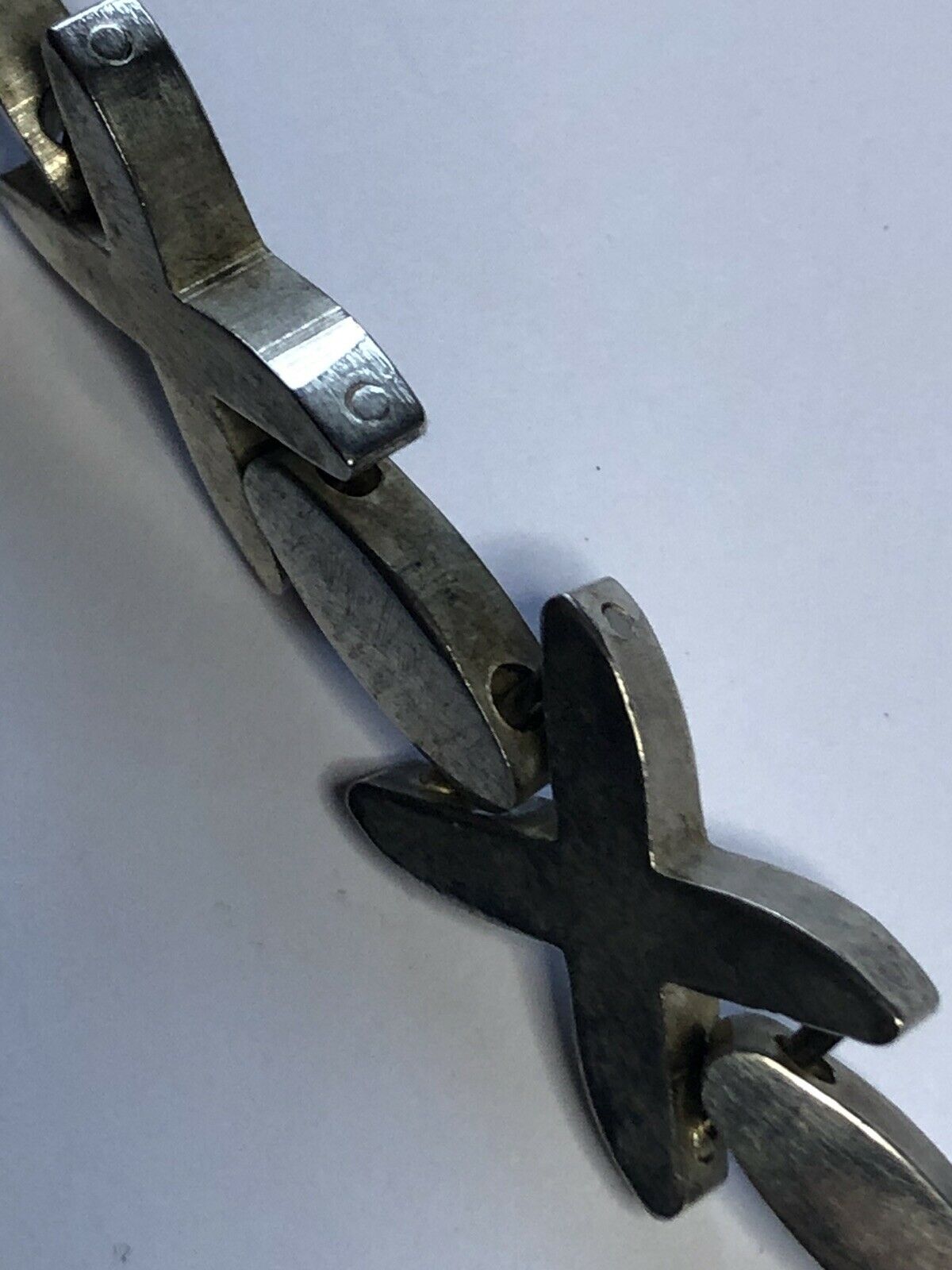 Vintage Silver Tone Modernist Crosses Necklace