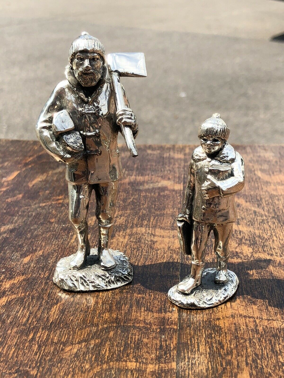 Silver Plate Figures. Woodcutters, Highly Detailed Figures.