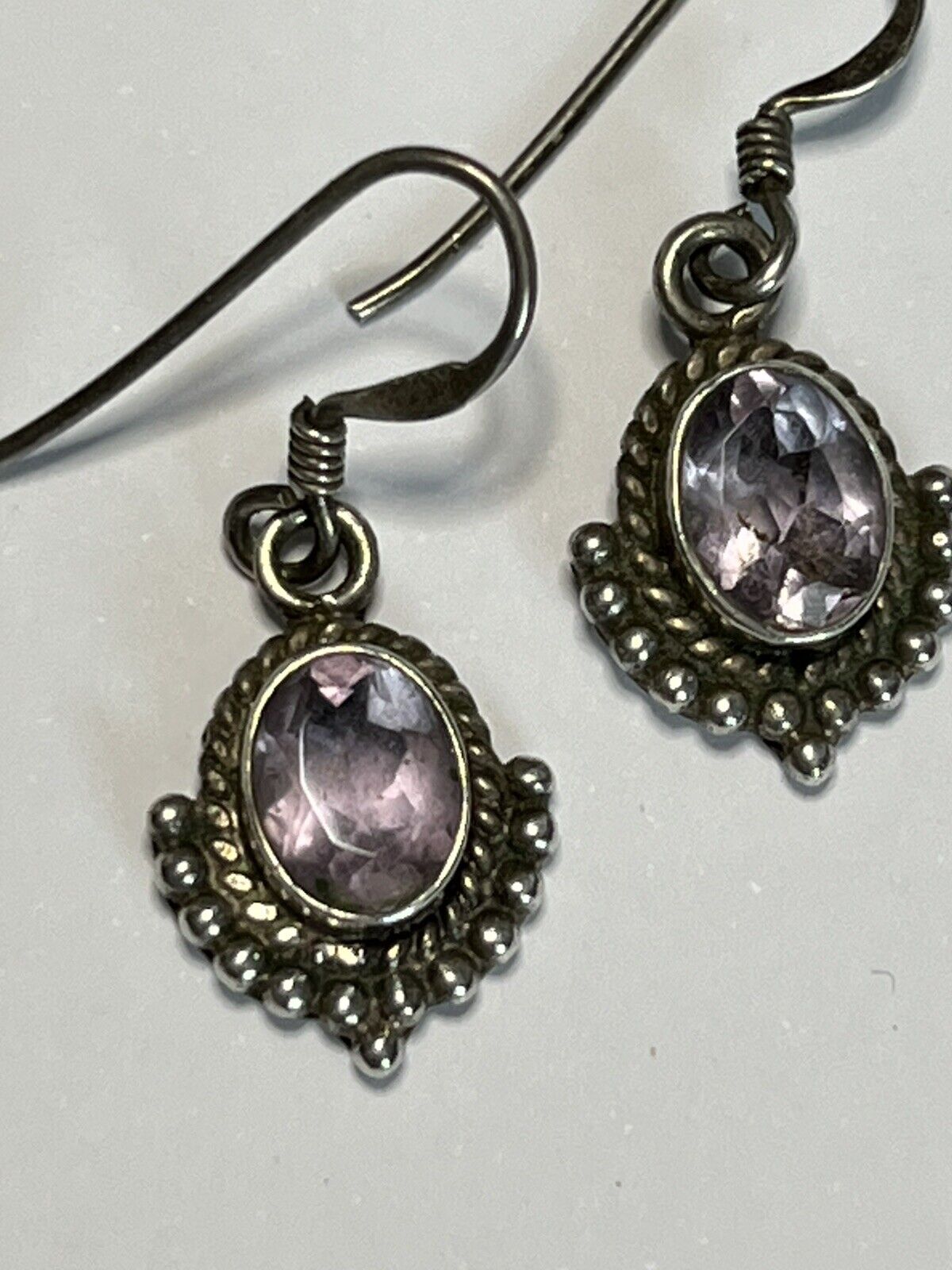 Vintage Silver 925 Amethyst Drop Earrings