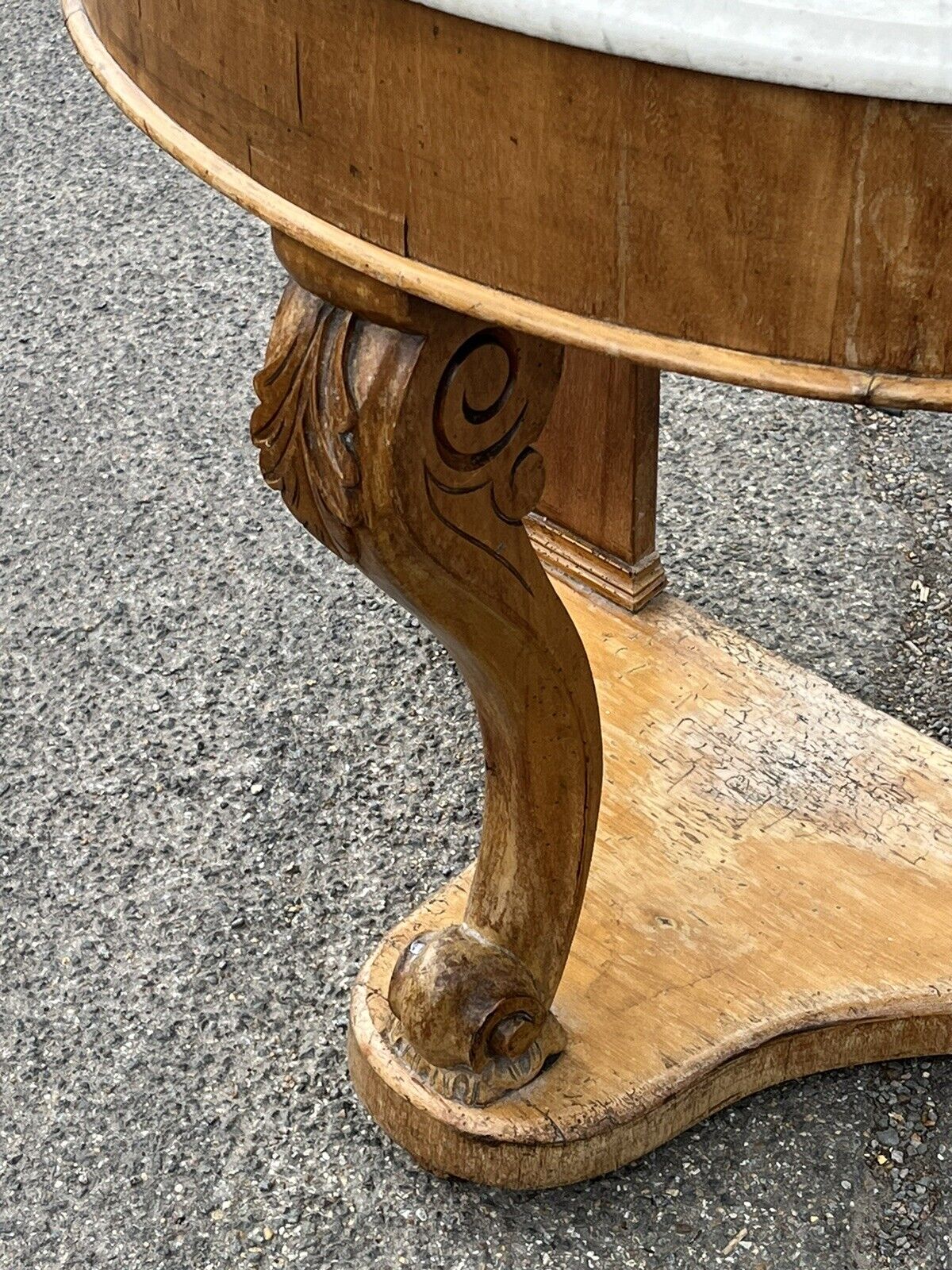 Victorian Half Round Hall Table With Marble Top