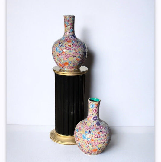 HUGE Pair Of Chinese Vases Millefiori Pattern. 56 Cms Tall, 38 Cms Wide.