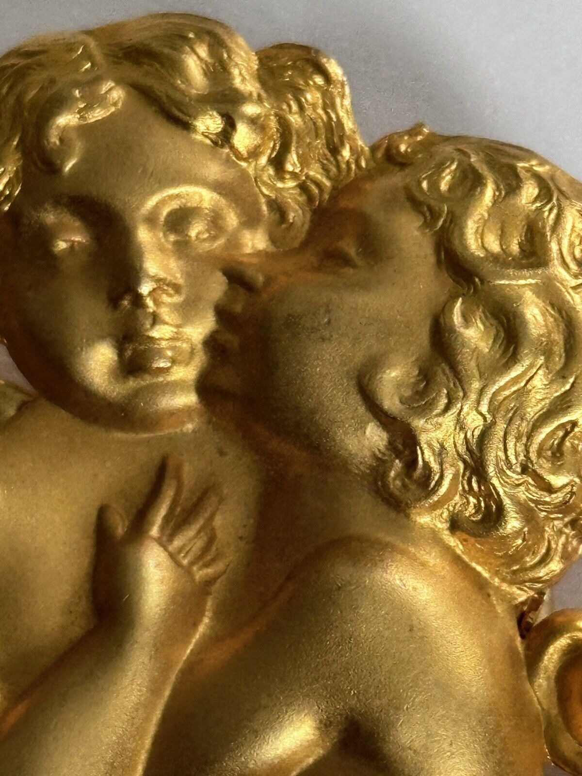 Vintage Gold Tone Cherub Statement Brooch