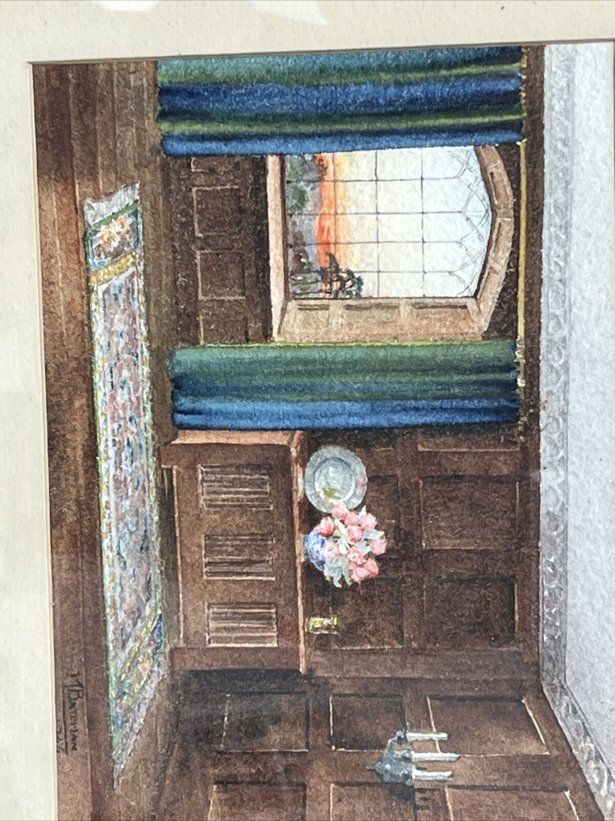 Architectural Watercolour Of A Grand Hall, Signed, M Bateman & Dated.