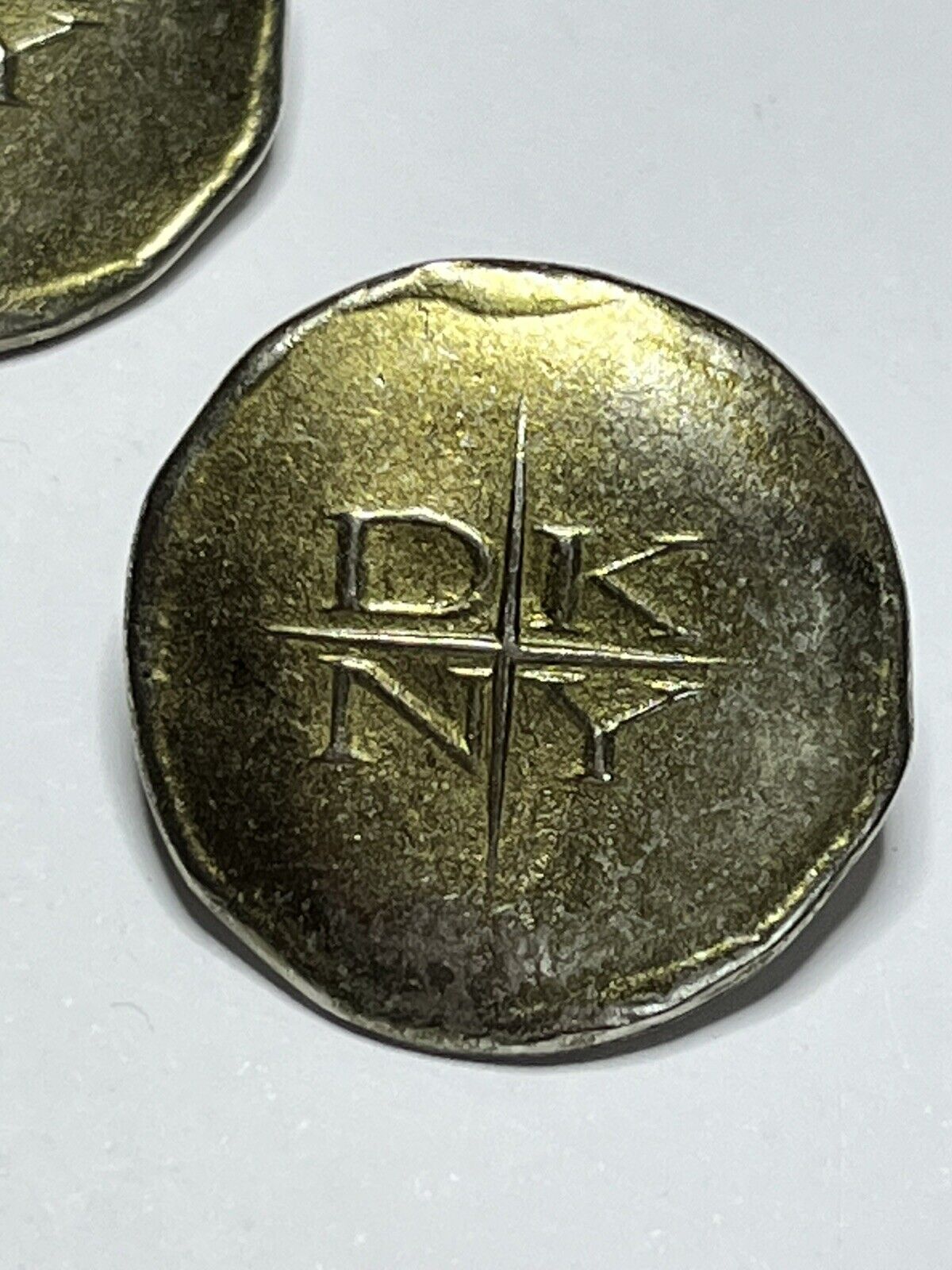 Vintage 90s Designer DKNY Signed Earrings Gold Silver Tone