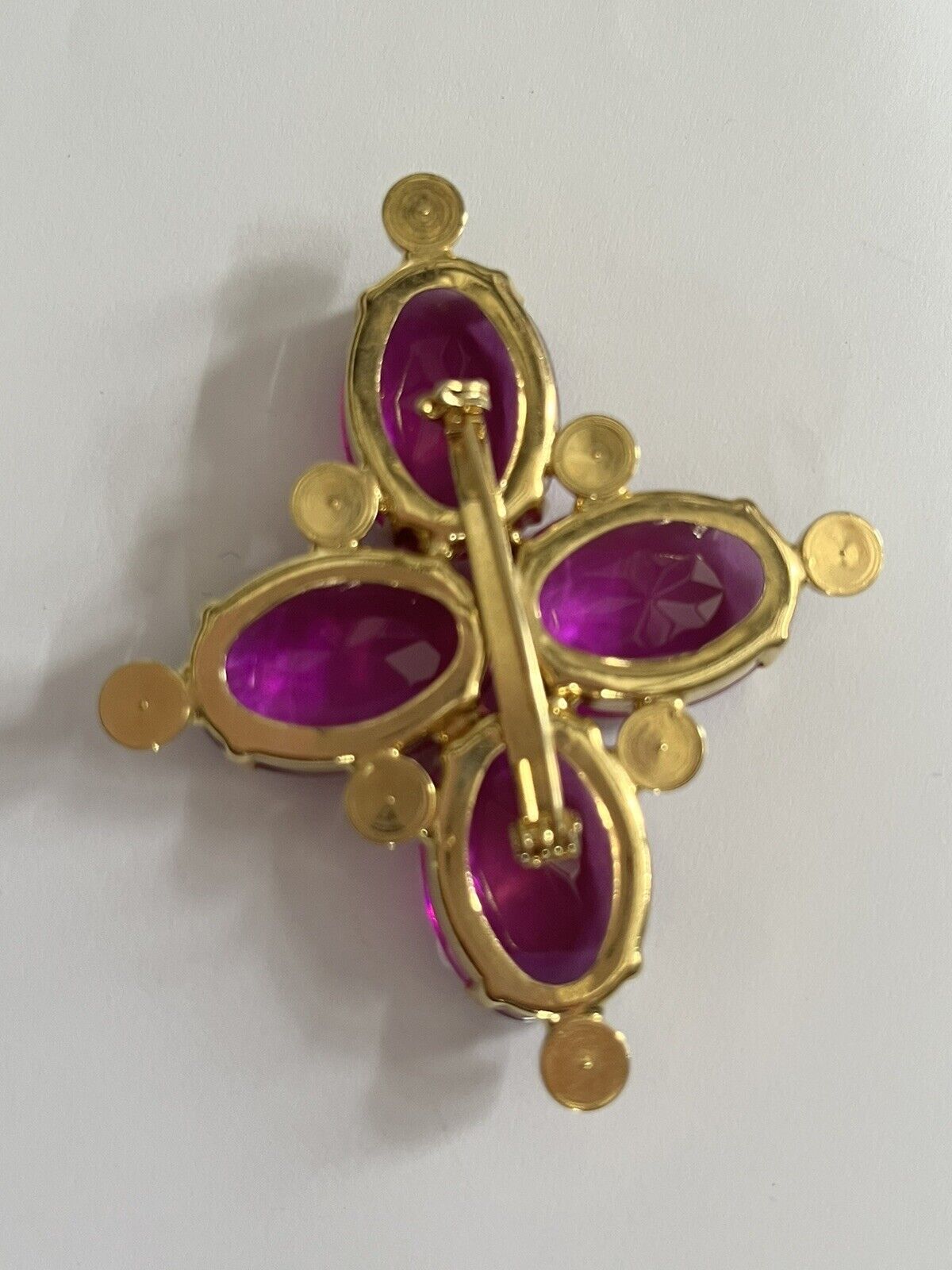 Vintage Pink Diamanté Faux Pearl Statement Brooch