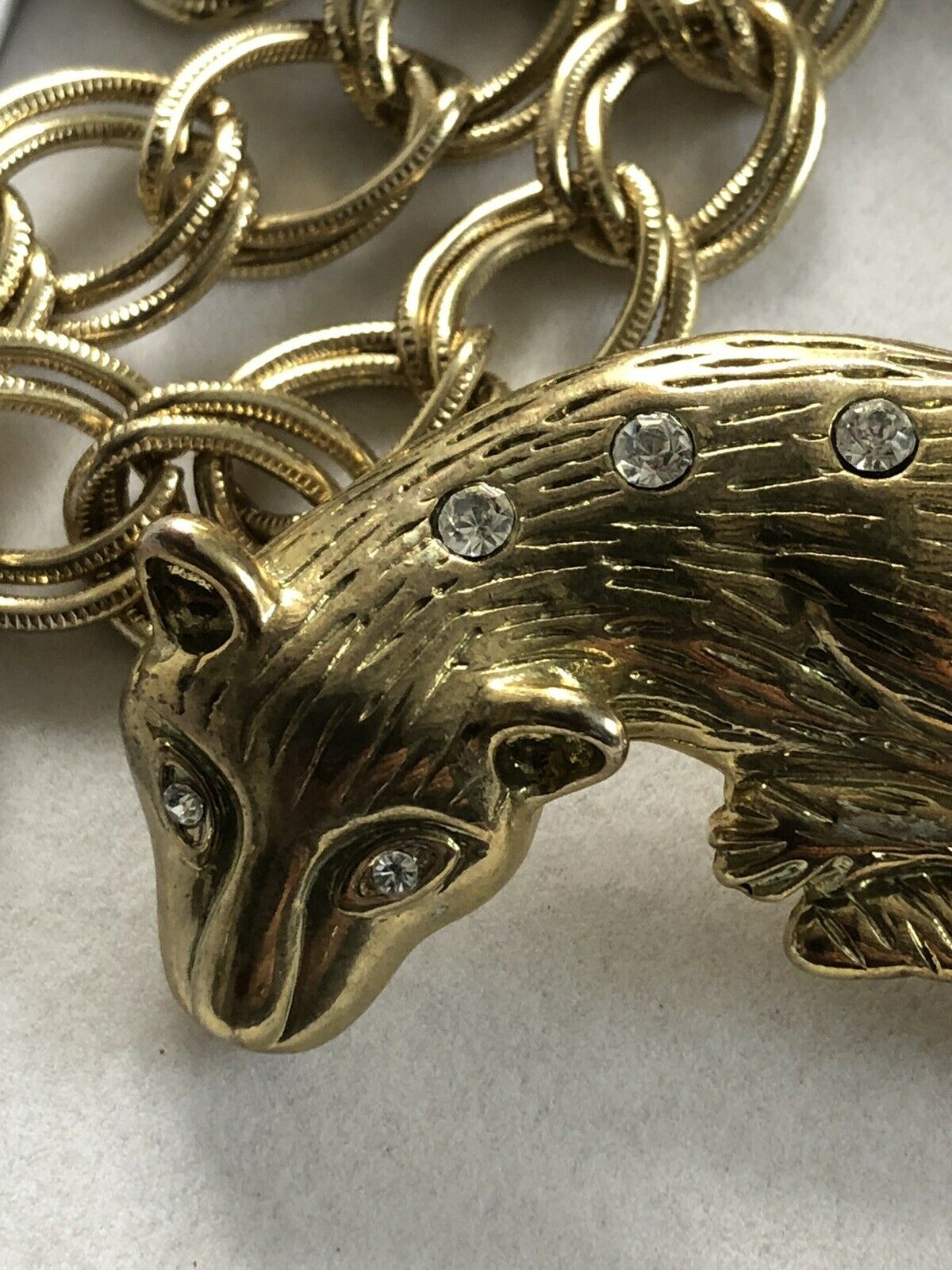 Vintage 1980s / 90s Kenneth J Lane K.J.L Panther Leopard Statement Chain Belt