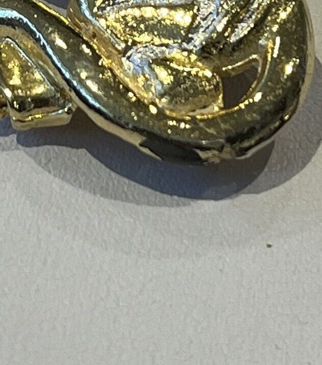 Vintage Gold Silver Tone Tiger Brooch
