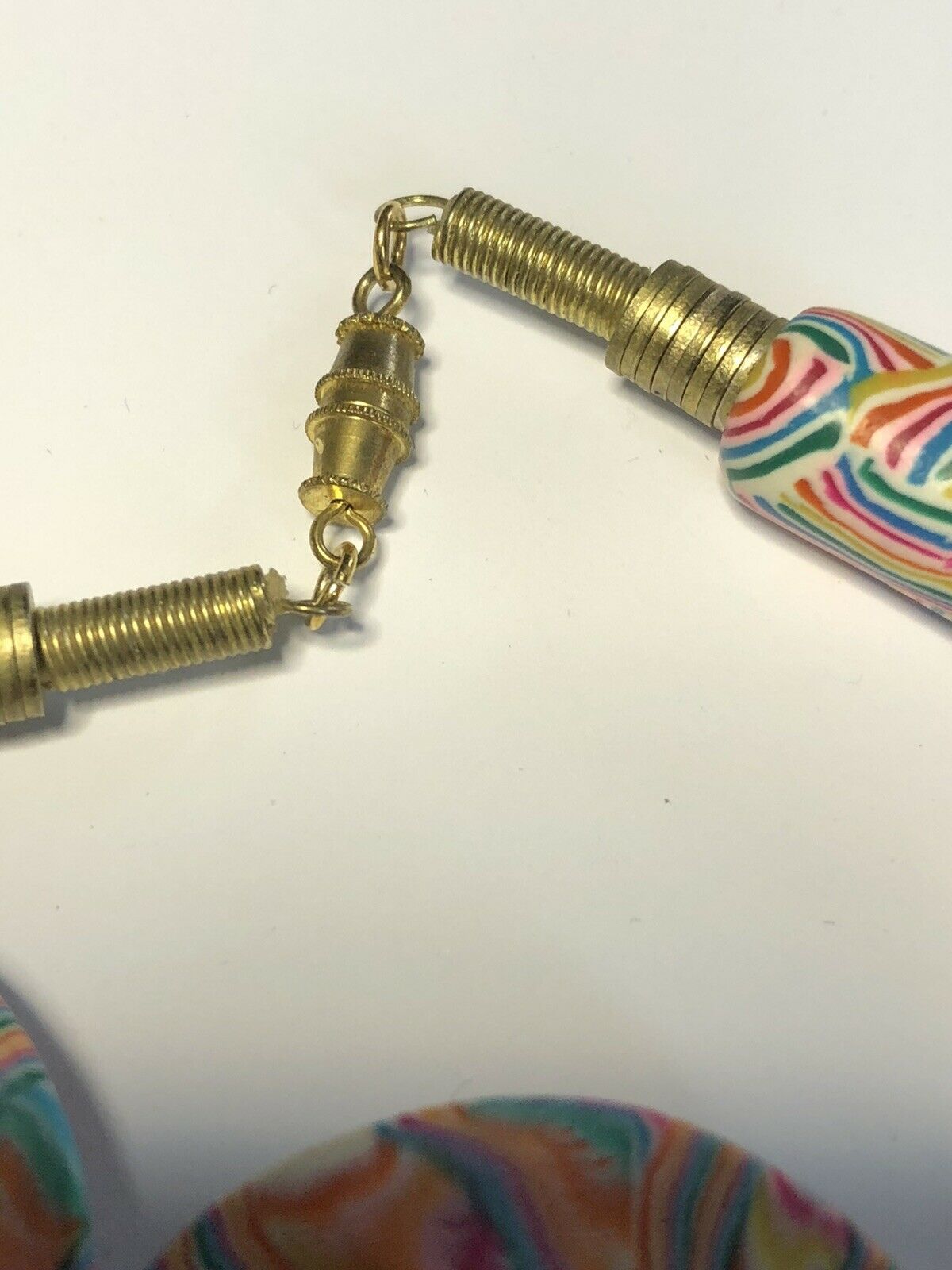 Vintage Unique Multicoloured Necklace And Clip On Earring Set