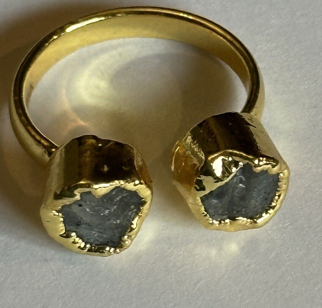 Sefa Huyuk 18k Gold Vermeil Etruscan Raw Dark Grey Tanzanite Ring