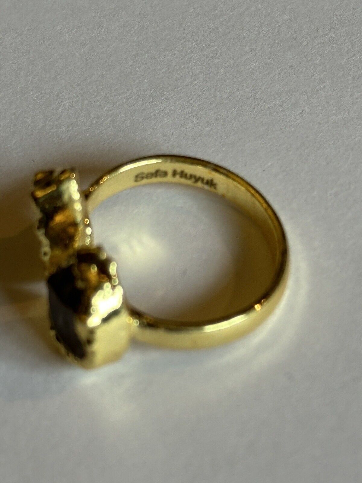 Sera Huyuk 18k Gold Vermeil Etruscan Raw Grey Pink Tanzanite Ring